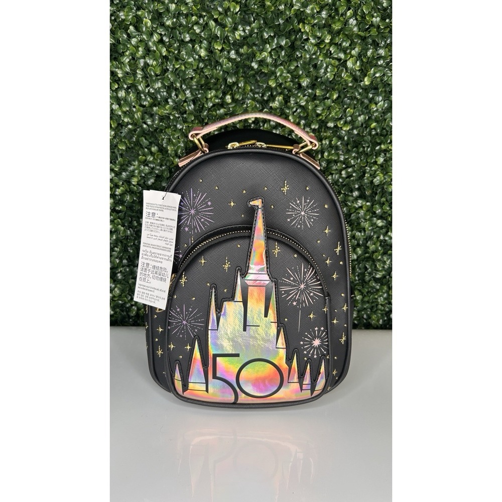 Disney Parks Loungefly WDW 50th Castle Mini Backpack NWT Holographic 2023